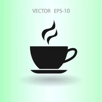 Flat long shadow Cup of hot drink icon, vector illustration Stock Illustration
