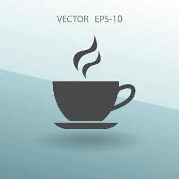Flat long shadow Cup of hot drink icon, vector illustration Stock Illustration