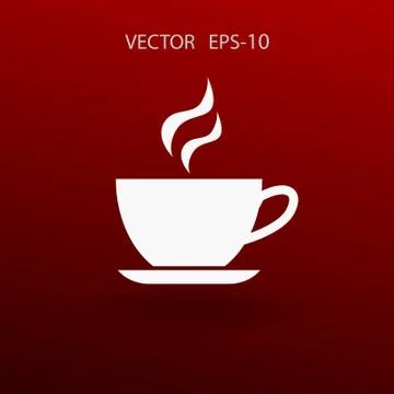 Flat long shadow Cup of hot drink icon, vector illustration Illustrazione stock