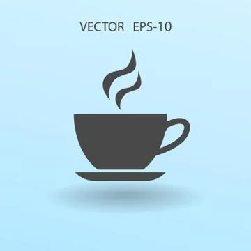 Flat long shadow Cup of hot drink icon, vector illustration Stock Illustration
