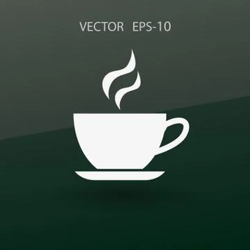 Flat long shadow Cup of hot drink icon, vector illustration Stock Illustration