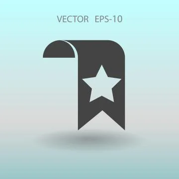 Flat long shadow Favorite bookmark icon, vector illustration Stock Illustration