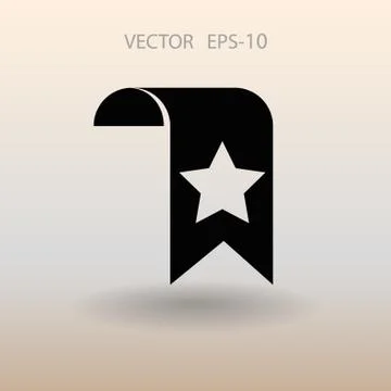 Flat long shadow Favorite bookmark icon, vector illustration Stock Illustration