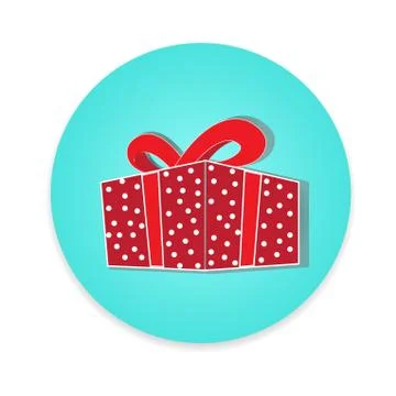 Flat long shadow gift box icon isolate on white background 스톡 일러스트