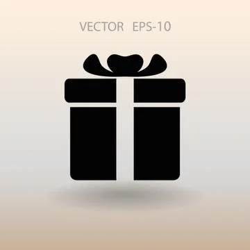 Flat long shadow Gift box icon, vector illustration Stock Illustration
