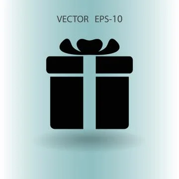 Flat long shadow Gift box icon, vector illustration Stock Illustration