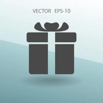 Flat long shadow Gift box icon, vector illustration Stock Illustration