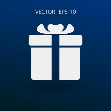Flat long shadow Gift box icon, vector illustration Stock Illustration