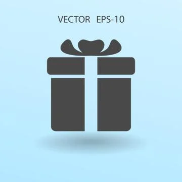 Flat long shadow Gift box icon, vector illustration Stock Illustration
