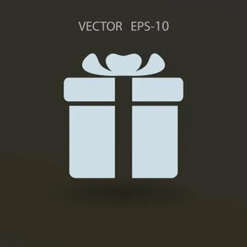 Flat long shadow Gift box icon, vector illustration Stock Illustration