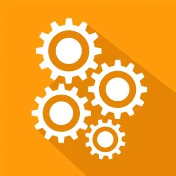 Flat long shadow icon of gears, stock vector illustration Stock Illustration