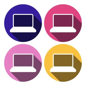 Flat Long Shadow Icon Of Laptop. Vector Illustration Иллюстрация