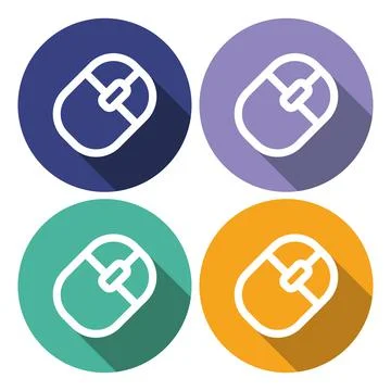 Flat long shadow icon of mouse Stock Illustration