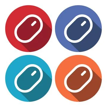 Flat long shadow icon of mouse Stock Illustration