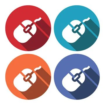 Flat long shadow icon of mouse Stock Illustration