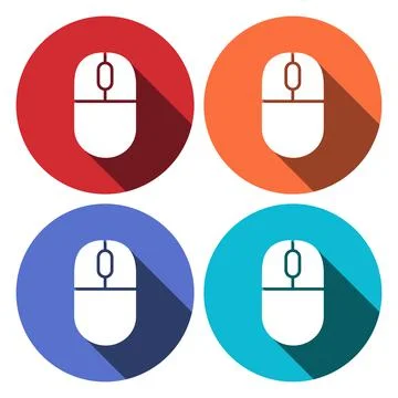 Flat long shadow icon of mouse Illustrazione stock