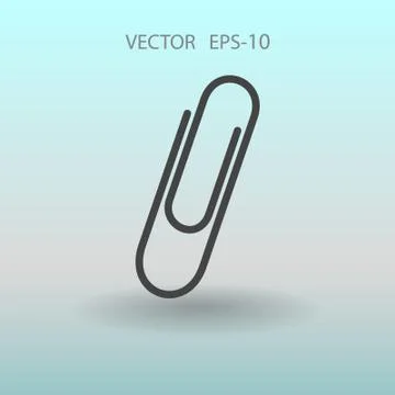 Flat long shadow Paperclip icon, vector illustration Stock Illustration