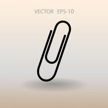 Flat long shadow Paperclip icon, vector illustration Stock Illustration