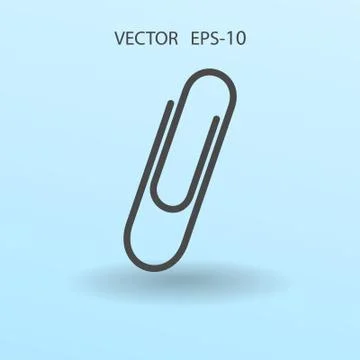 Flat long shadow Paperclip icon, vector illustration Stock Illustration