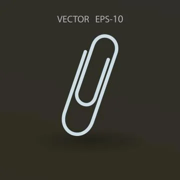 Flat long shadow Paperclip icon, vector illustration Stock Illustration