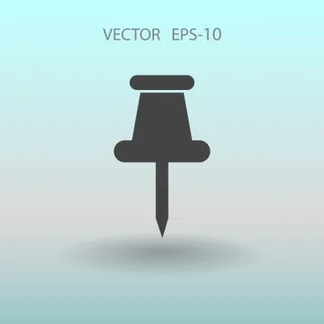Flat long shadow Pushpin icon, vector illustration Stock Illustration