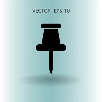 Flat long shadow Pushpin icon, vector illustration Stock Illustration