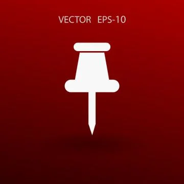 Flat long shadow Pushpin icon, vector illustration Stock Illustration