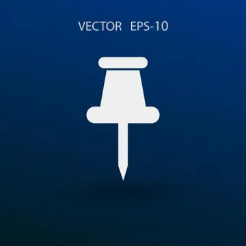 Flat long shadow Pushpin icon, vector illustration Stock Illustration