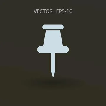 Flat long shadow Pushpin icon, vector illustration Stock Illustration