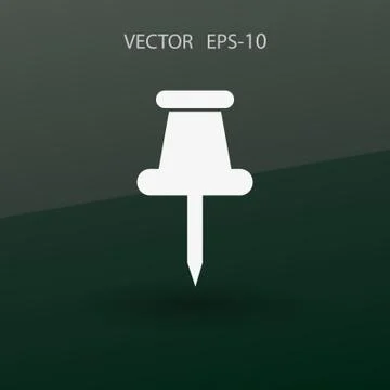 Flat long shadow Pushpin icon, vector illustration Stock Illustration