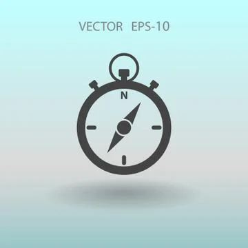 Flat long shadow Stopwatch icon, vector illustration Illustrazione stock