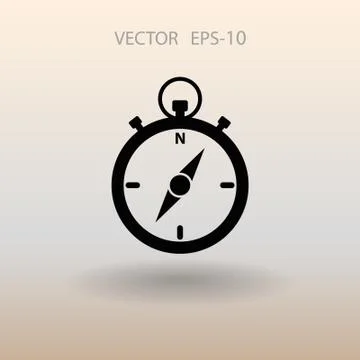 Flat long shadow Stopwatch icon, vector illustration 스톡 일러스트