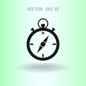 Flat long shadow Stopwatch icon, vector illustration Stock Illustration