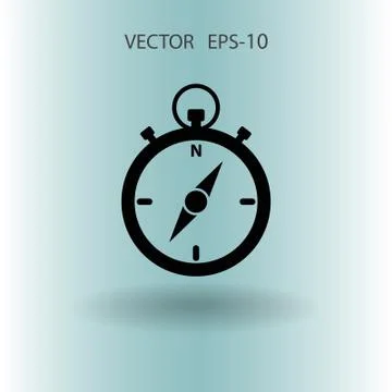Flat long shadow Stopwatch icon, vector illustration Stock Illustration