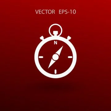 Flat long shadow Stopwatch icon, vector illustration Stock Illustration