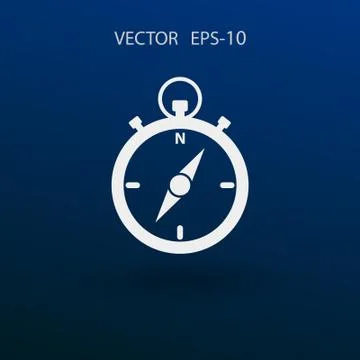 Flat long shadow Stopwatch icon, vector illustration Stock Illustration