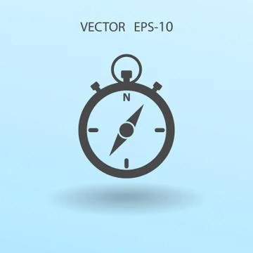 Flat long shadow Stopwatch icon, vector illustration Stock Illustration