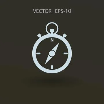 Flat long shadow Stopwatch icon, vector illustration Stock Illustration