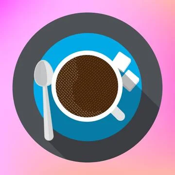 Flat long shadow style icon coffee cup top view flat long shadow style vec... Foto stock