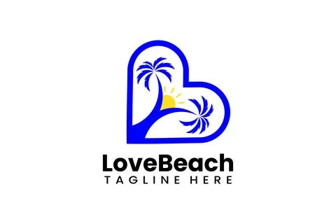 Flat love beach logo template design illustration Illustrazione stock