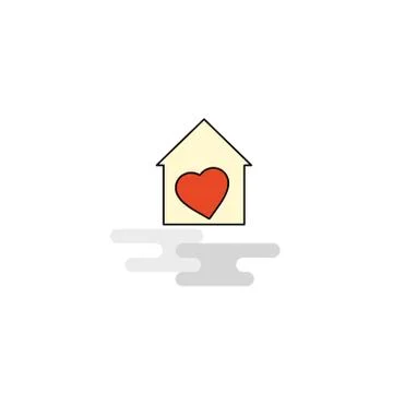 Flat Love house Icon. Vector Stock Illustration