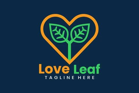 Flat love leaf logo template vector illustration Illustrazione stock
