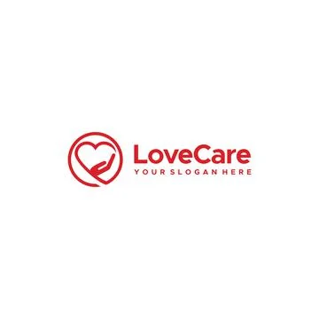 Flat LoveCare hand heart abstract logo design Stock Illustration