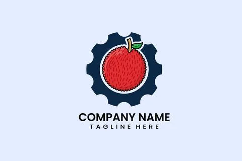 Flat Lychee fruit gear mechanical engineering logo イラスト素材