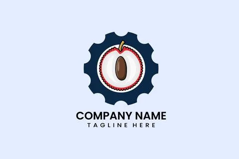 Flat Lychee fruit gear mechanical engineering logo イラスト素材
