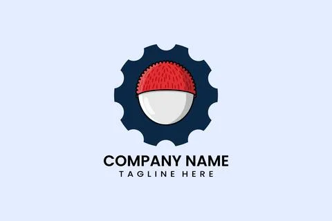 Flat Lychee fruit gear mechanical engineering logo イラスト素材