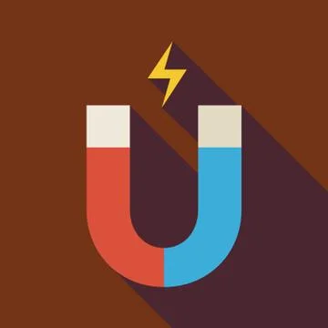 Flat Magnet Illustration with long Shadow Stock Illustration
