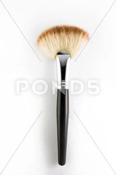 Flat make up blush brush, isolated on white background. Stock Photos
