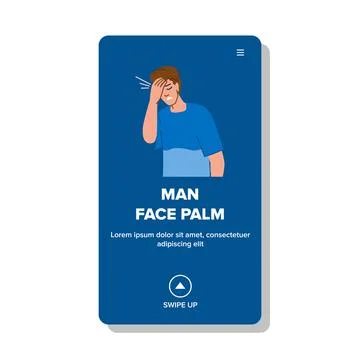 Flat man face palm vector Illustrazione stock