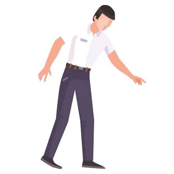 Flat, a man in a light-colored T-shirt and dark trousers leaned forward, is.. Stock Illustration
